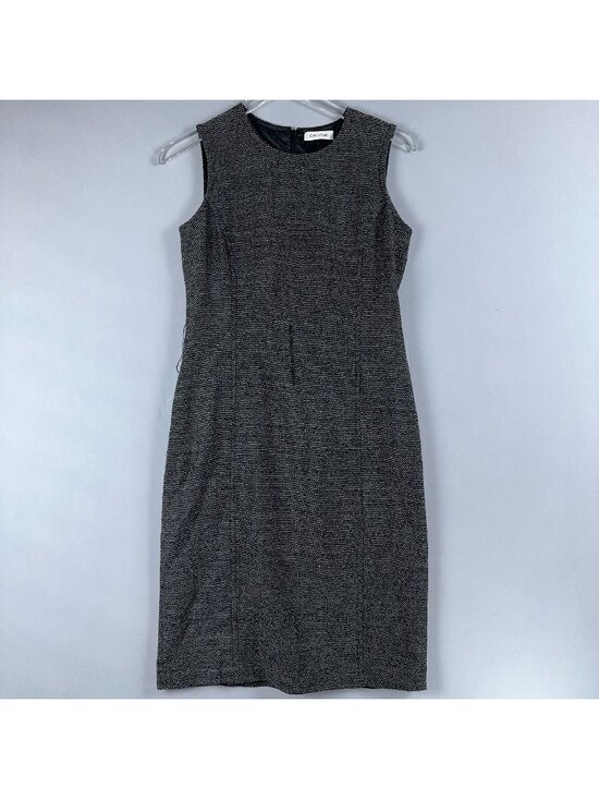 Calvin Klein Dresses & Skirts - Calvin Klein Sheath Dress Size 8 Gray Sleeveless Textured Back Zip Round Neck